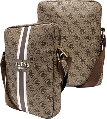 Imagen del producto de Guess, modelo Gutb10P4Rpsw, funda para tablet de color marrón, con rayas de 4G