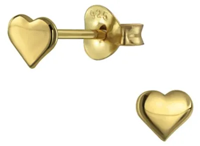 Produktbild von Kinder Ohrstecker: Mädchen Ohrringe Silber „Herz“ Gold