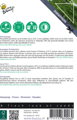 Obrázok produktu pre Buzzy House Plants Špargľa Okrasné semená špargle - cca 1 gr | Buzzy_084006