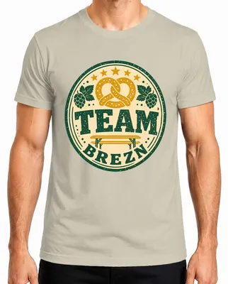 Zdjęcie produktu dla Zespół Brezn,  , bawarski precel, koszulka w tradycyjnym stylu, spodnie skórzane męskie, T-shirt, kolor: naturalny, rozmiar: L