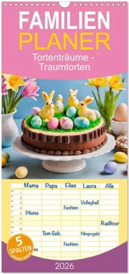 Produktbild von Familienplaner 2026 - Tortenträume - Traumtorten mit 5 Spalten (Wandkalender, 21 x 45 cm) CALVENDO