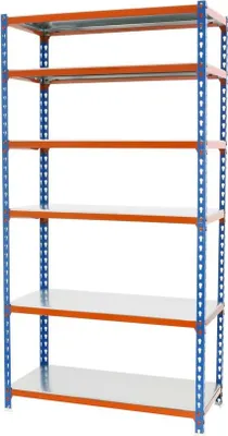 Produktbild von PROREGAL Schwerlastregal GIANT METAL SHARK | HxBxT 250x120x40cm | Fachlast 200kg | Blau-Orange