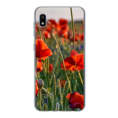 Produktbild von MuchoWow® Handyhülle Schutzhülle Hülle für Samsung Galaxy A10 Blumen - Mohnblumen - Natur - Rot Silikon Softcase Handy Hülle - Schutzhülle