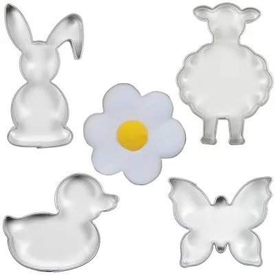 Produktbild von EkoForemki Oster-Ausstecher Set Hase Lamm Ente 5 Stück
