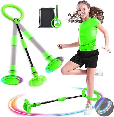 Produktbild von Swing Wheel mit Lichtrad(Gruen)Blinkender Springring,Fußkreisel,Faltbarer Springender Ball,Knöchelsprungball,Blinkender Sprungball