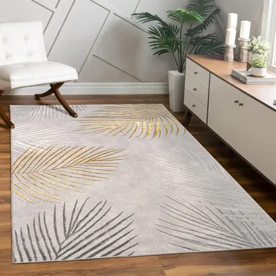 Produktbild von Teppich Wohnzimmer Kurzflor Blätter Floral Regenbogen Geometrisch Grösse 200x290 cm