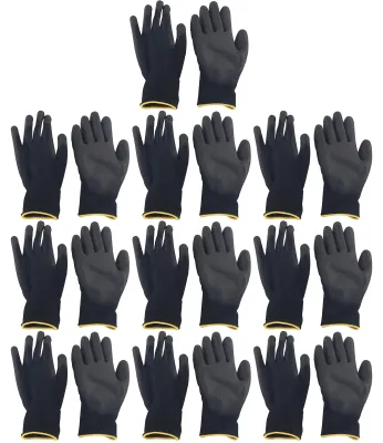 Produktbild von 10 Paar antistatische Handschuh-Skid-schwarze PolyurethanKleber-Nylon-Strickhandschuhe für die Maschinenwerkstatt