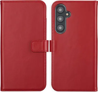 Immagine prodotto di Custodia a libro in vera pelle Selencia Samsung Galaxy S24 FE - Rosso