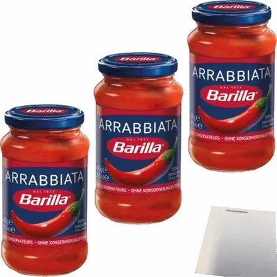 Produktbild von Barilla Arrabbiata Sauce 3er Pack (3x400g Glas) + usy Block