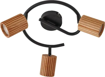Produktbild von Lindby Deckenstrahler Stralino, 3-flammig, Ø31cm, Holz, GU10