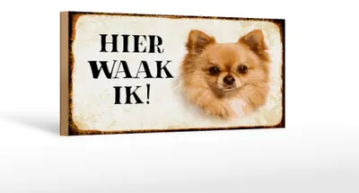 Produktbild von Holzschild Spruch 27x10cm holländisch Hier Waak ik Chihuahua