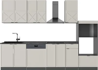 Image de Cuisine Vicco Fame-Line GrisBeige/Anthracite 300cm avec armoire haute, PT Anthracite, Model 50454