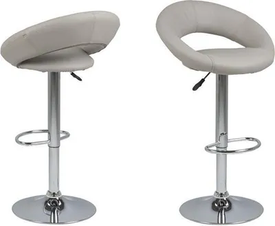 Image de Plus Tabouret de bar en similicuir taupe avec pied chromé, hauteur réglable.