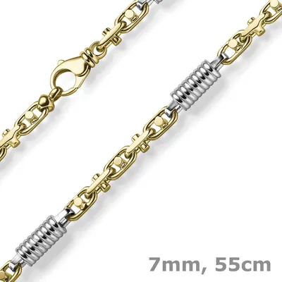 Produktbild von 7mm Monte Carlo Kette Halskette 750 Gold Gelbgold Weißgold massiv bicolor 55cm