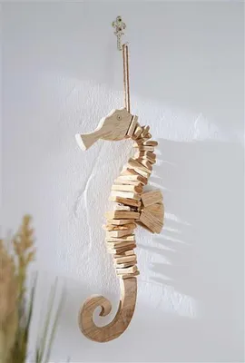 Produktbild von Dekohänger "Seepferdchen" aus Treibholz, 45 cm hoch, Hängedeko, Türdeko, Wanddeko, Fensterdeko