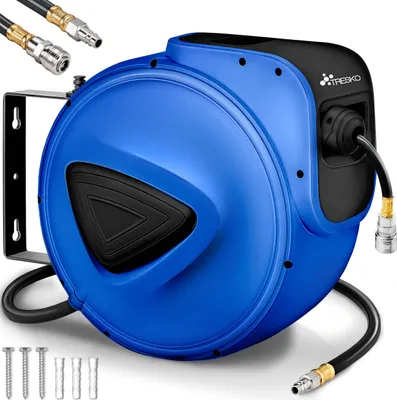 Immagine prodotto di TRESKO avvolgitubo per aria compressa 10 m blu Avvolgitubo automatico da 1/4" Tubo flessibile