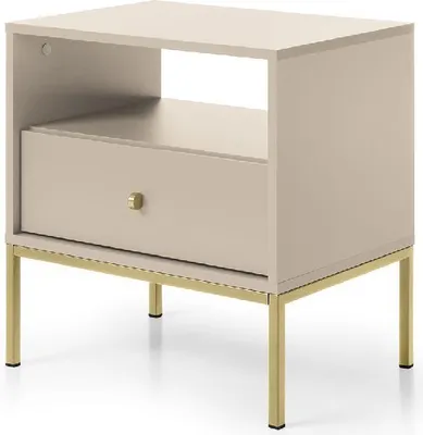 Produktbild von Nachttisch MONO MS54 Nachtkommode Sandbeige mit Goldene Rahmen