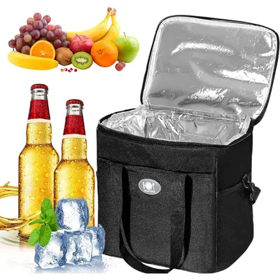 Produktbild von Kühltaschen, Kühltasche Klappbare 16L, Kühlbox Tragbare Eistasche Faltbar, Thermotasche, Picknicktasche, Lunchtasche, Warmhaltetasche, Tiefkühltasche