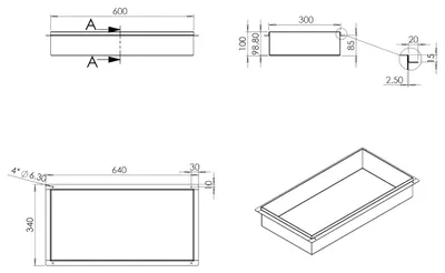 Image de Niche murale en acier inoxydable BS603010 - Montage - vertical & horizontal possible - sans rebord, Couleur:Blanc