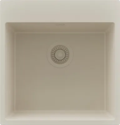 Produktbild von PRIMAGRAN Spülbecken Beige 48x50cm, Granitspüle 1 Becken + Ablauf-Set, Küchenspüle ab 50er Unterschrank - Riga