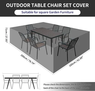 Obrázok produktu pre Poťahy na záhradný nábytok – súpravy – ochranné poťahy na vonkajšie použitie – vodotesné – čierna farba – 200x160x70 cm