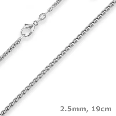 Produktbild von 2,5mm Armband Zopfkette Goldarmband Armschmuck aus 750 Gold Weißgold 19cm