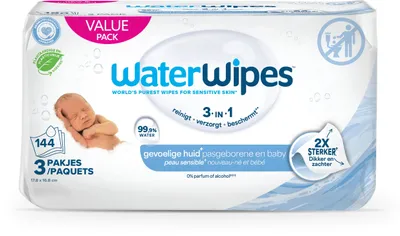 Produktbild von WaterWipes Babytücher, 3er-Pack (144 Stück)