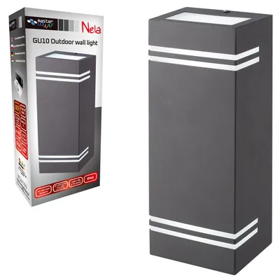 Produktbild von MasterLED Außenwandleuchte Nela Duo – Moderne Fassadenbeleuchtung Up Down, IP44 wetterfest, Wandlampe Schwarzgrau GU10