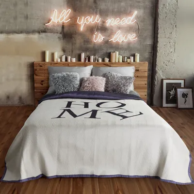 Produktbild von Tagesdecke HOME 05 270X260 CREME+VIOLETT