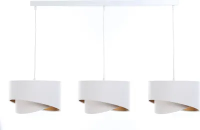Produktbild von Pendelleuchte Stoff Metall E27 H: max. 94 cm in Weiß Gold 3-flammig länglich Modern Hängelampe