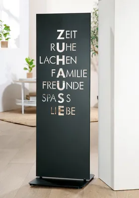 Produktbild von Gilde Standrelief, rechteckig, Zuhause, Spruch, Metall, schwarz, VE 2 Höhe: 91.00 cm Breite: 30.00 cm Tiefe: 30.00cm 58411