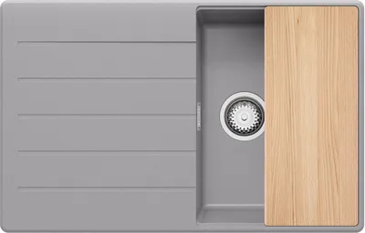 Produktbild von PRIMAGRAN Spülbecken Grau 78x50cm, Granitspüle 1 Becken + Ablauf-Set + Schneidebrett, Küchenspüle ab 45er Unterschrank - Kopenhagen