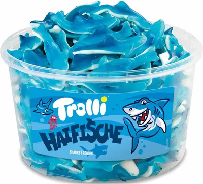 Produktbild von Trolli Haifische Schaumgummi Fruchtgummi wiederverschließbar 1200g