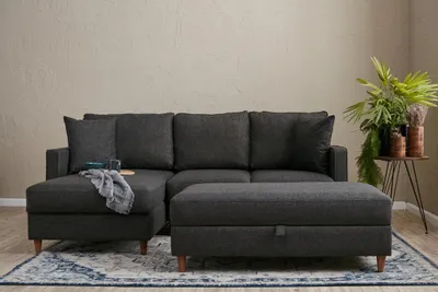 Produktbild von Hanah Home, Eva Left - Anthracite, Ecksofas, Anthrazit, Polyester, 210 x 82 x 195 x  cm