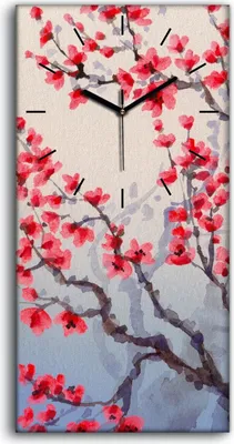 Produktbild von Dekor Leinwand Uhr Wandbilder Geräuschlos 30x60 Malerei Baum Zweige Blumen Kunst - schwarze Hände