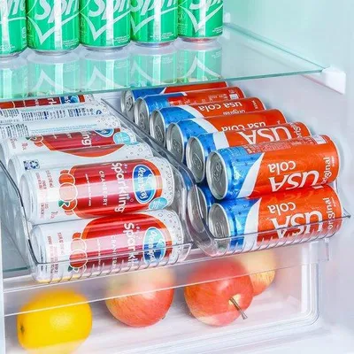 Productafbeelding van Unyqoos® Koelkastorganizer, set van 2 – transparante PET-opslagboxen (36,8 x 16 x 9,5 cm), BPA-vrij, medium – organizer voor dranken en voorraad