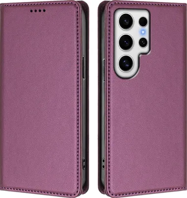 Image de Etui en cuir pour Samsung Galaxy S24 Ultra, étui magnétique en cuirPolyuréthaneavec support Violet
