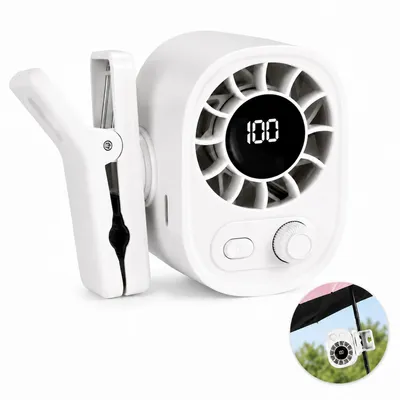 Produktbild von Kompakter tragbarer Clip-Ventilator, 360° drehbar, leise, handlich, für Tisch, Rucksack, Regenschirm, Büro, Kinderwagen und Outdoor geeignet