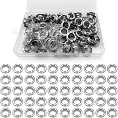 Produktbild von 100 Zeilringen-Set - Metallene Augen - 12 mm - Rostfreier Stahl - Leder - Reisetaschen