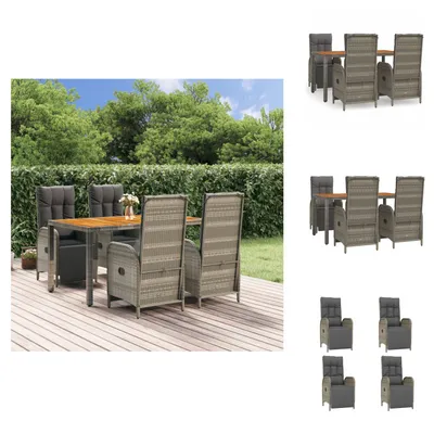 Productafbeelding van vidaXL 5-delige tuinset met kussens, grijs, polyrotan - Tuinmeubelsets