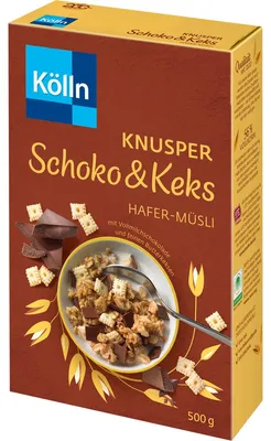 Obrázek produktu pro Kölln čokoláda a sušenky ovesné müsli čokoláda a máslové sušenky 500g