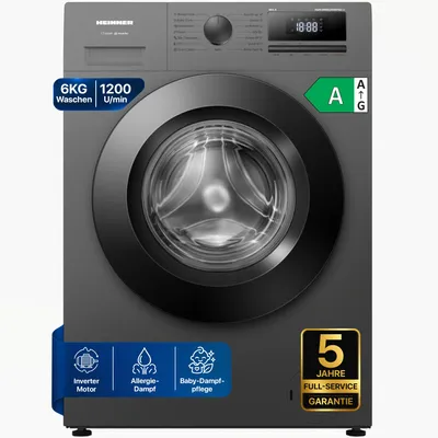 Produktbild von Heinner HWM-HME612IVSMTG Waschmaschine 6 kg, 1200 U/min, , Inverter, Titangrau