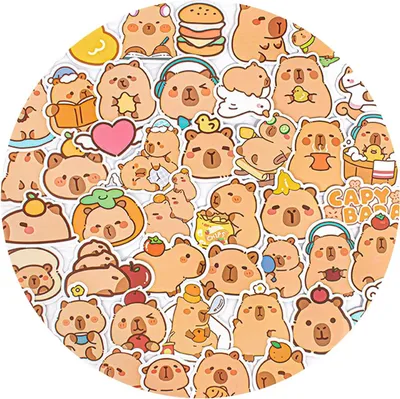 Produktbild von Capybara Aufkleber - 100 Stück - Capybara-Dekoration - Vinyl-Aufkleber für Laptop - Gepäck - Wasserflasche - Helm - Reiseaufkleber für Kinder und Erwachsene