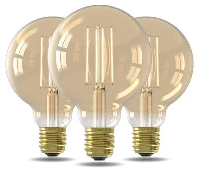 Three vintage-style LED light bulbs are displayed against a white background.
