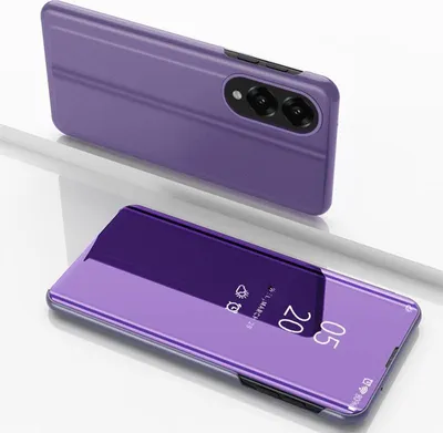 Produktbild von Für Samsung Galaxy S25 Edge 5G View Spiegel Handy Smart Cover Wake UP Funktion Case Lila