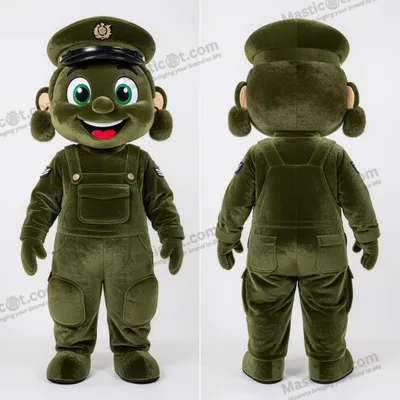 Produktbild von Olivengrüner MASTICOT Matrose-Soldat-Maskottchen mit breiten Schultern