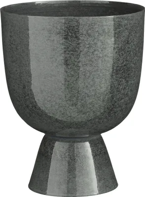 Obrázok produktu pre Sľudové dekorácie Kvetináč James na podstavci - H28 x Ø22 cm - Kov - Sivá
