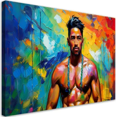 Produktbild von Leinwandbild Mann Abstrakt Bunt 100x70 Feeby Bunt bild für die wand bereit zum aufhängen