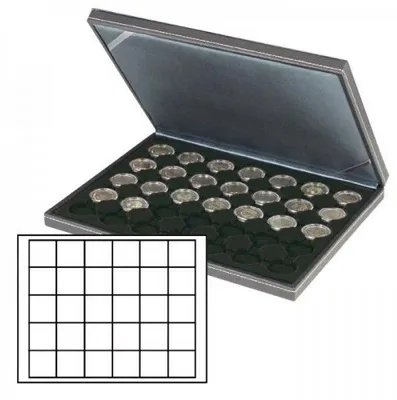 Produktbild von Lindner 2364-2115CE Münzkassette NERA M mit schwarzer Münzeinlage mit 30 quadratischen Fächern für Münzen/Münzkapseln bis Ø 38 mm