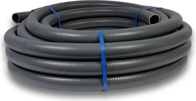 Produktbild von PVC Schlauch grau außen Ø 50mm 6m Rolle Flex Spiralklebeschlauch Druckschlauch